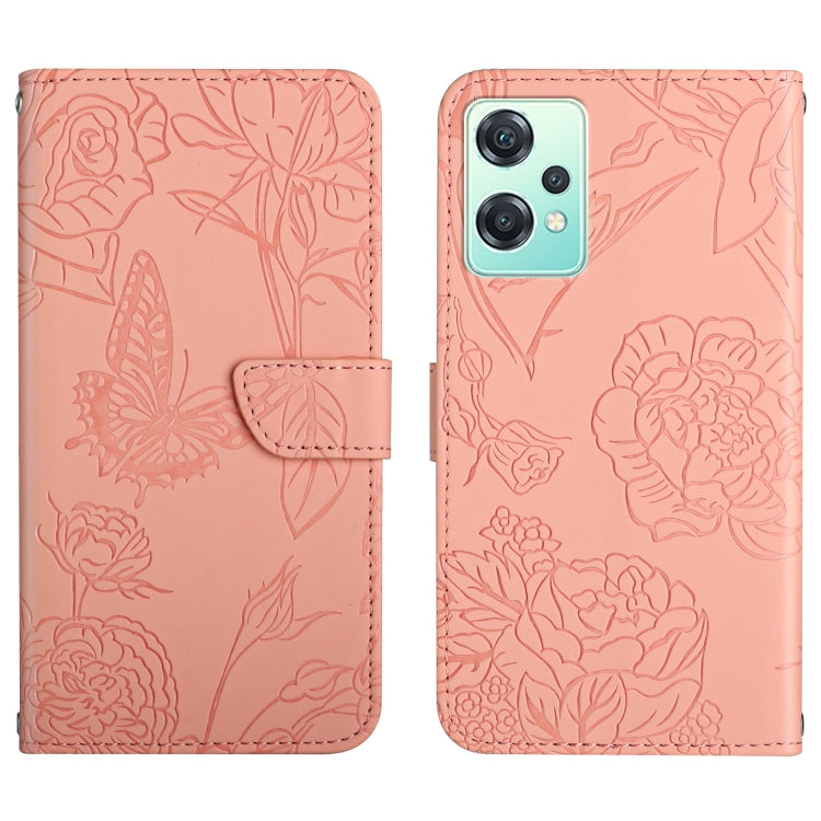 For OnePlus Nord CE2 Lite/Realme 9 Pro 5G/Realme V25 Skin Feel Butterfly Peony Embossed Leather Phone Case