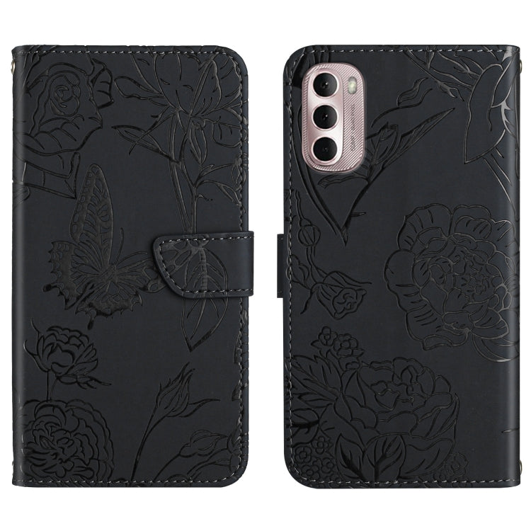 For Motorola Moto G Stylus 5G 2022 Skin Feel Butterfly Peony Embossed Leather Phone Case