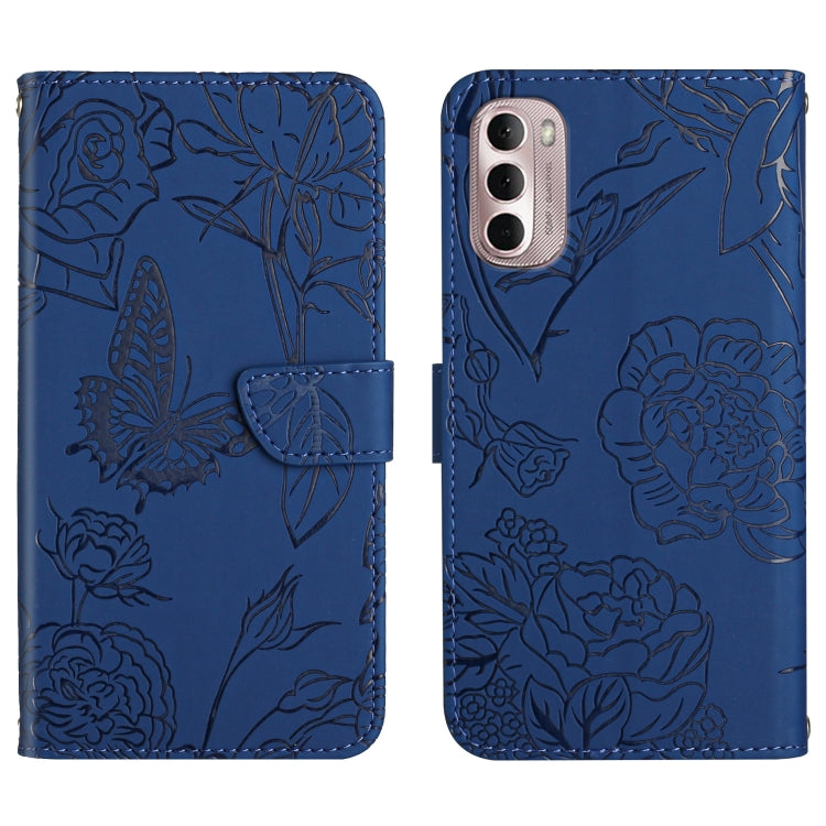 For Motorola Moto G Stylus 5G 2022 Skin Feel Butterfly Peony Embossed Leather Phone Case