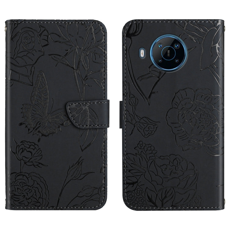 For Nokia X100 Skin Feel Butterfly Peony Embossed Leather Phone Case