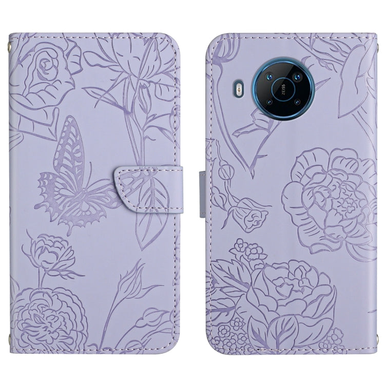 For Nokia X100 Skin Feel Butterfly Peony Embossed Leather Phone Case