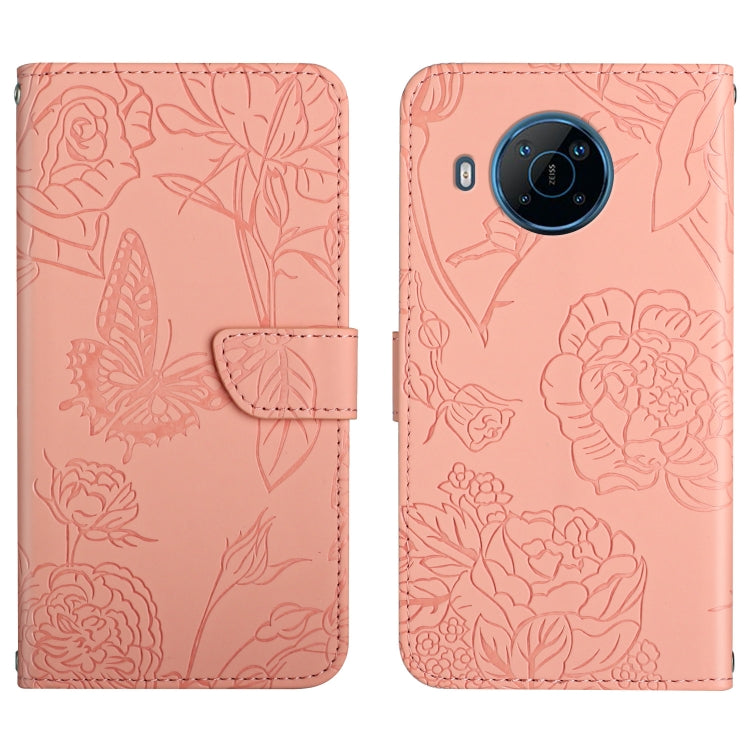 For Nokia X100 Skin Feel Butterfly Peony Embossed Leather Phone Case