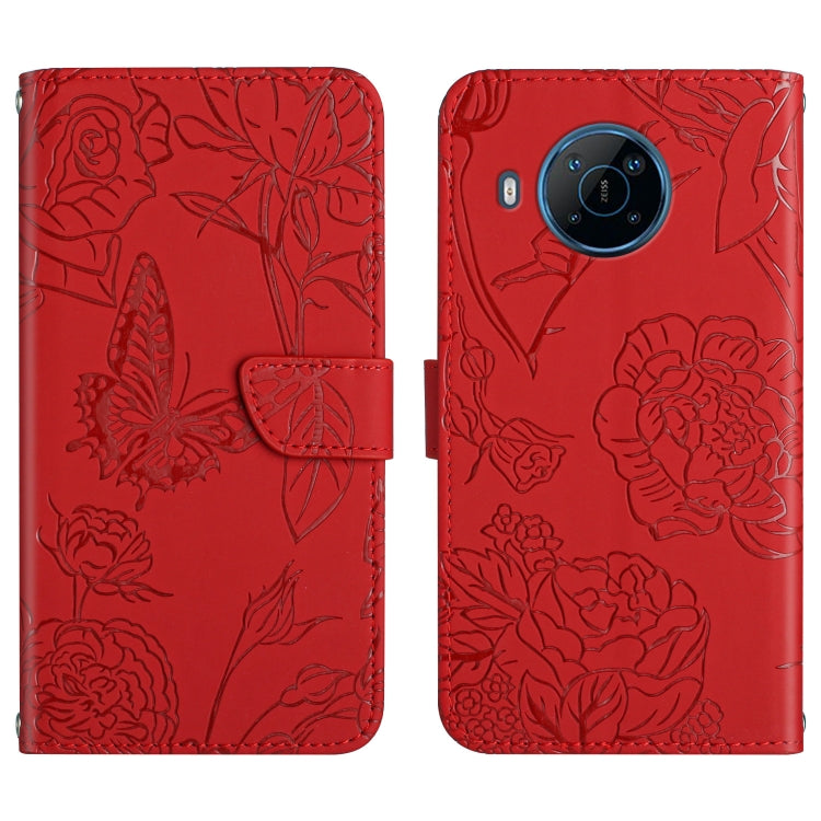 For Nokia X100 Skin Feel Butterfly Peony Embossed Leather Phone Case