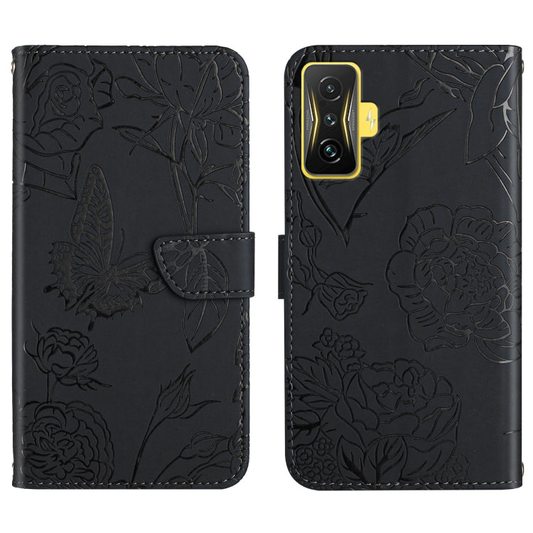 For Xiaomi Poco F4 GT Skin Feel Butterfly Peony Embossed Leather Phone Case