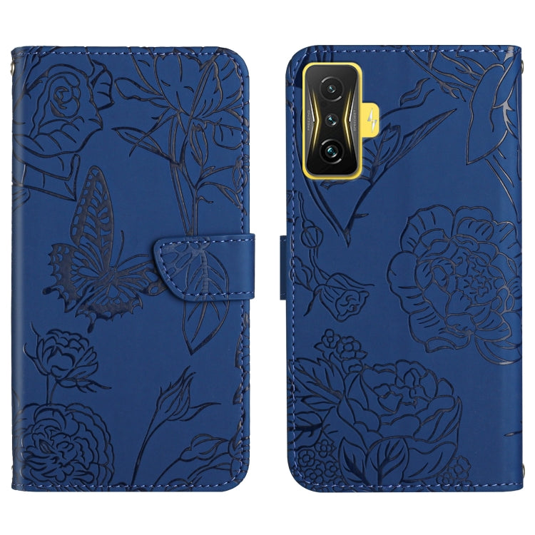 For Xiaomi Poco F4 GT Skin Feel Butterfly Peony Embossed Leather Phone Case