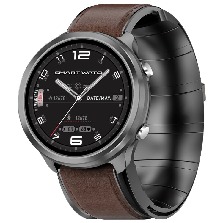 P30 1.3 inch IPS Screen Smart Watch Support Air Pump Blood Pressure Monitoring with Brown Leather Band