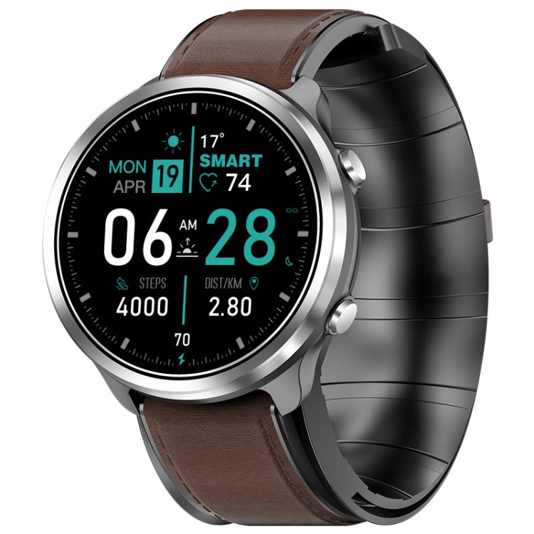 P30 1.3 inch IPS Screen Smart Watch Support Air Pump Blood Pressure Monitoring with Brown Leather Band