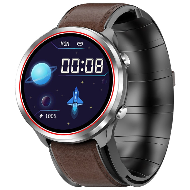 P30 1.3 inch IPS Screen Smart Watch Support Air Pump Blood Pressure Monitoring with Brown Leather Band