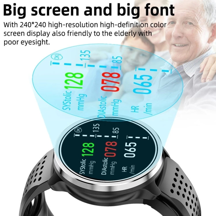 P30 1.3 inch IPS Screen Smart Watch Support Air Pump Blood Pressure Monitoring with Black Leather Band