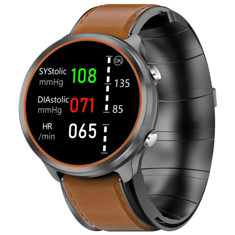 P30 1.3 inch IPS Screen Smart Watch Support Air Pump Blood Pressure Monitoring with Coffee Leather Band