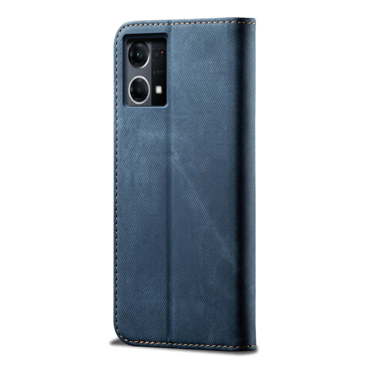 For OPPO Reno7 4G / F21 Pro Denim Texture Flip Leather Phone Case