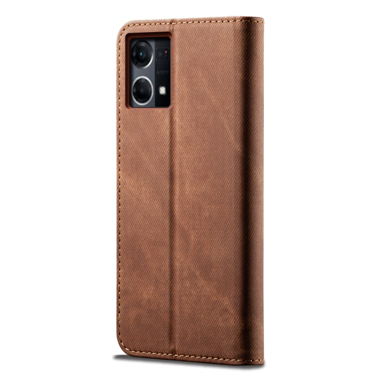 For OPPO Reno7 4G / F21 Pro Denim Texture Flip Leather Phone Case