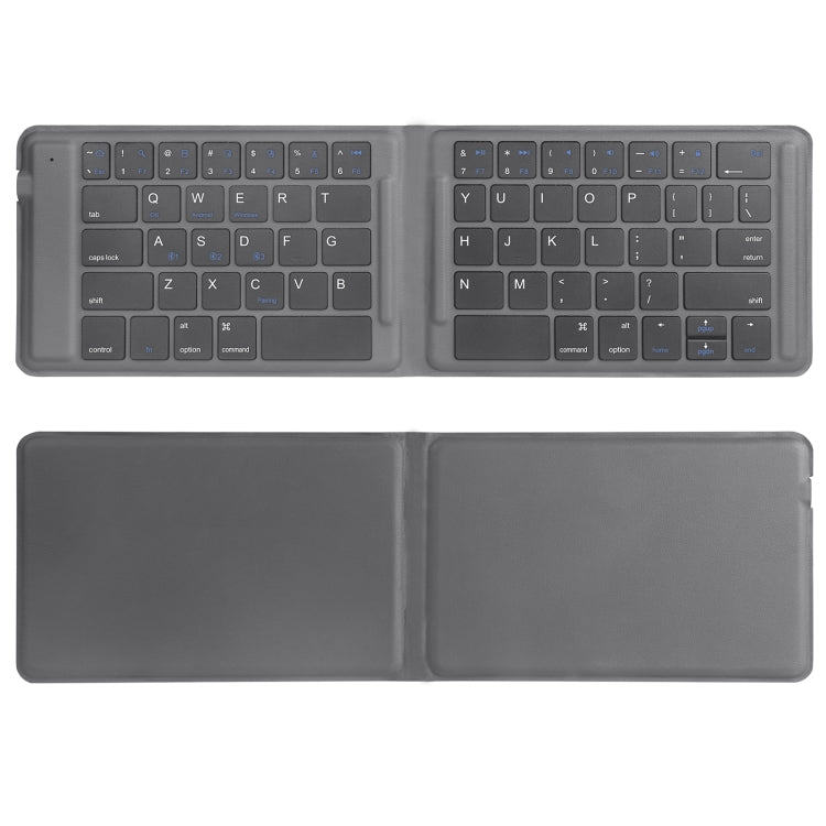 G2104 Leather Foldable Bluetooth Keyboard(Grey)