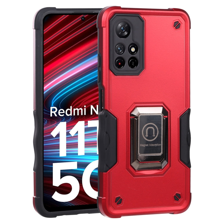 For Xiaomi Redmi Note 11T 5G Ring Holder Non-slip Armor Phone Case