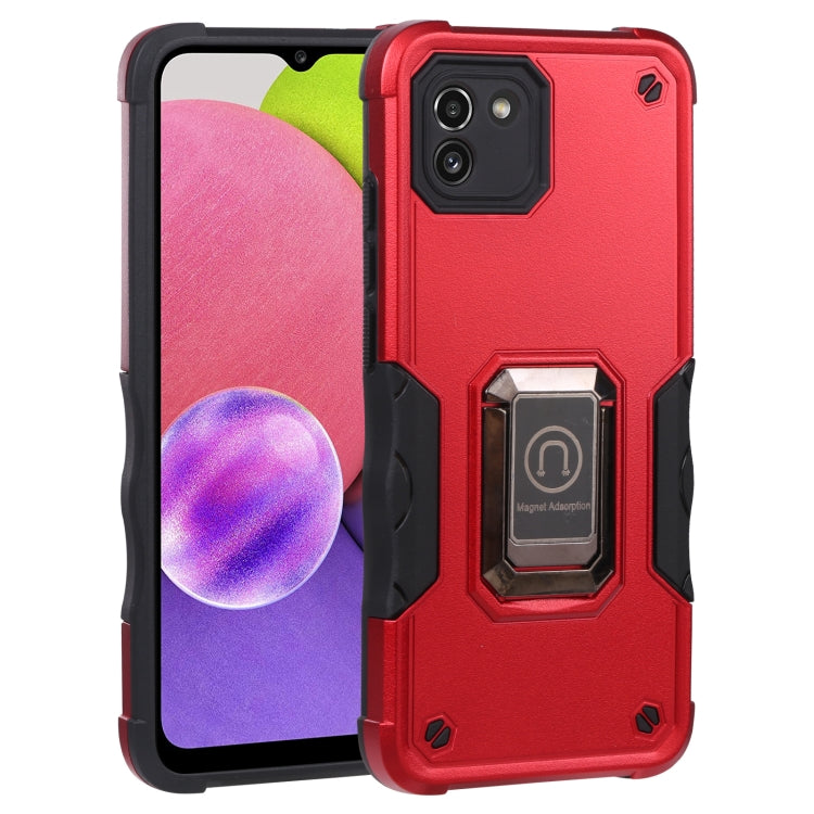 For Samsung Galaxy A03 164mm EU Version Ring Holder Non-slip Armor Phone Case