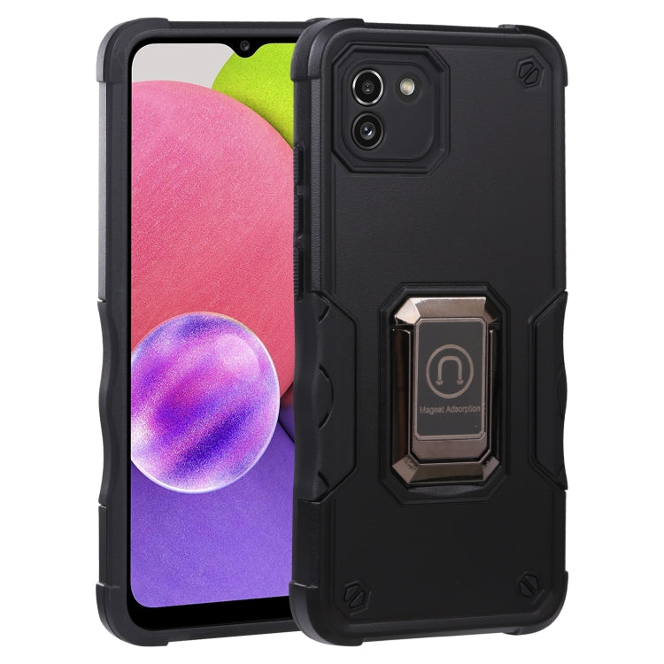 For Samsung Galaxy A03 164mm EU Version Ring Holder Non-slip Armor Phone Case