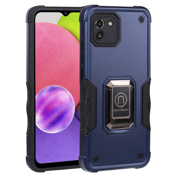 For Samsung Galaxy A03 164mm EU Version Ring Holder Non-slip Armor Phone Case