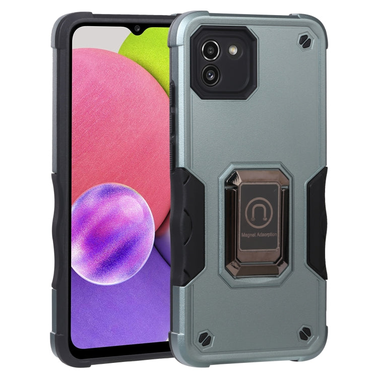 For Samsung Galaxy A03 164mm EU Version Ring Holder Non-slip Armor Phone Case