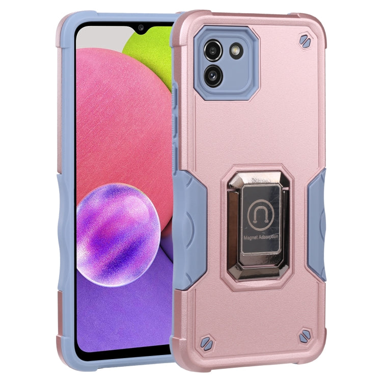 For Samsung Galaxy A03 164mm EU Version Ring Holder Non-slip Armor Phone Case