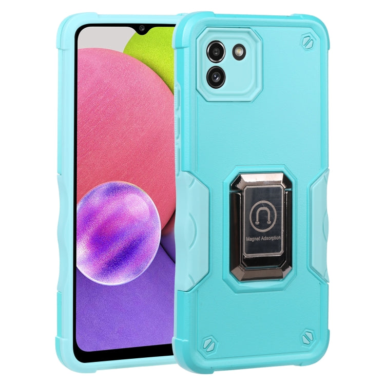 For Samsung Galaxy A03 164mm EU Version Ring Holder Non-slip Armor Phone Case