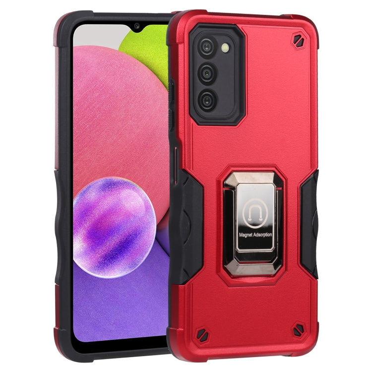 For Samsung Galaxy A03s 165.8mm US Version Ring Holder Non-slip Armor Phone Case