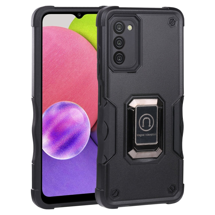 For Samsung Galaxy A03s 165.8mm US Version Ring Holder Non-slip Armor Phone Case