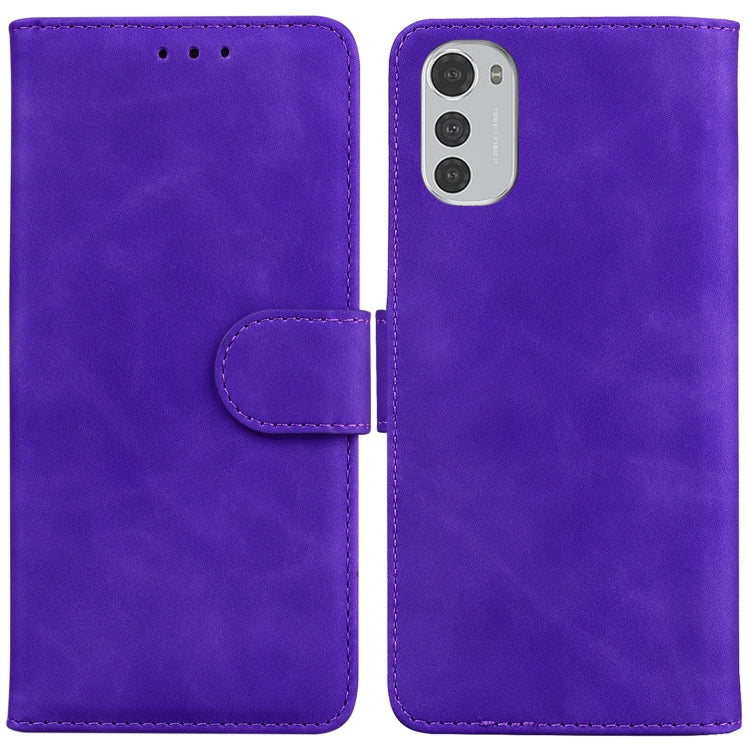 For Motorola Moto E32 Skin Feel Pure Color Flip Leather Phone Case