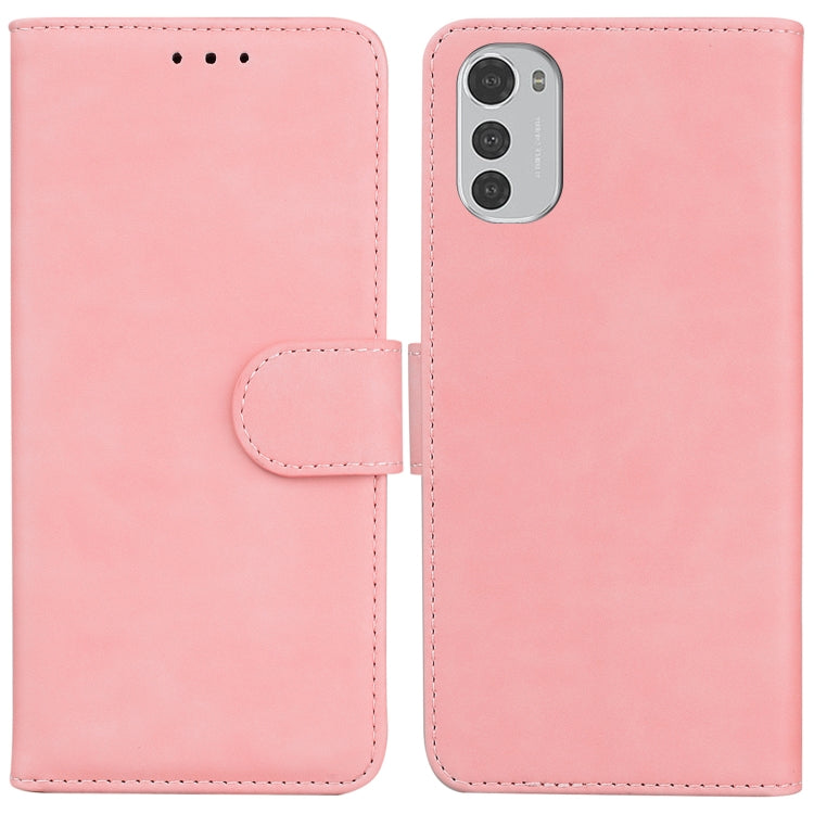 For Motorola Moto E32 Skin Feel Pure Color Flip Leather Phone Case