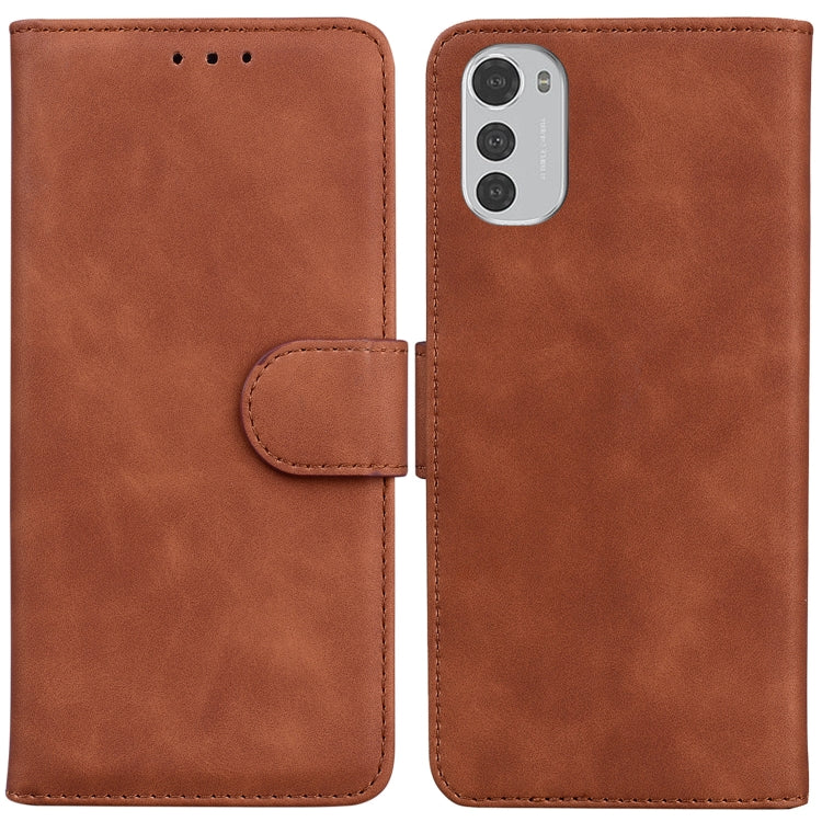 For Motorola Moto E32 Skin Feel Pure Color Flip Leather Phone Case