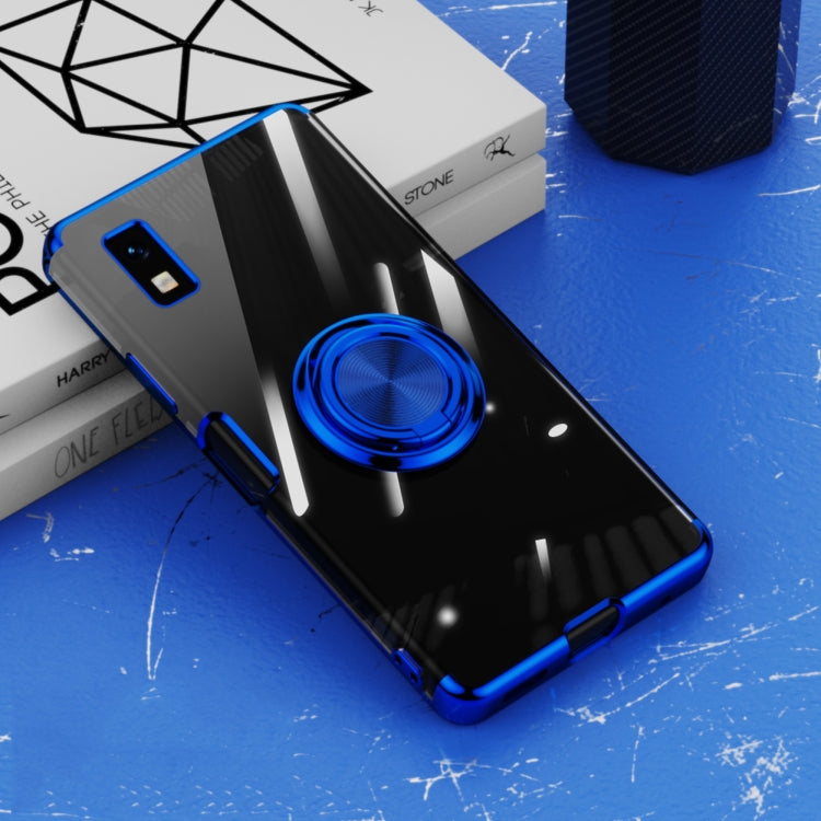 For Sharp Aquos Wish Electroplating Ring Holder Transparent Phone Case