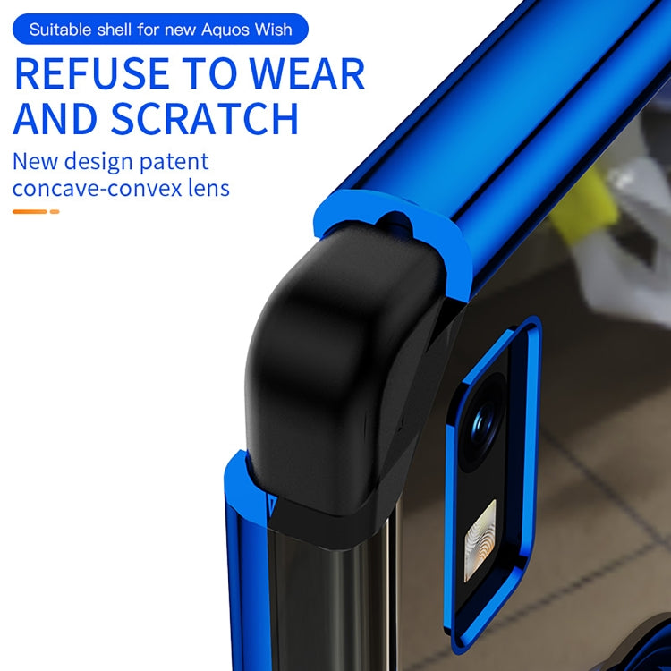 For Sharp Aquos Wish Electroplating Ring Holder Transparent Phone Case