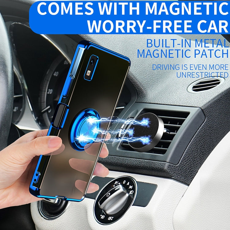 For Sharp Aquos Wish Electroplating Ring Holder Transparent Phone Case