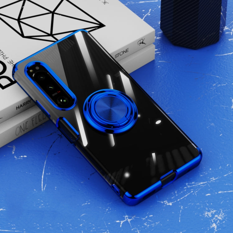 For Sony Xperia 1 IV Electroplating Ring Holder Transparent Phone Case