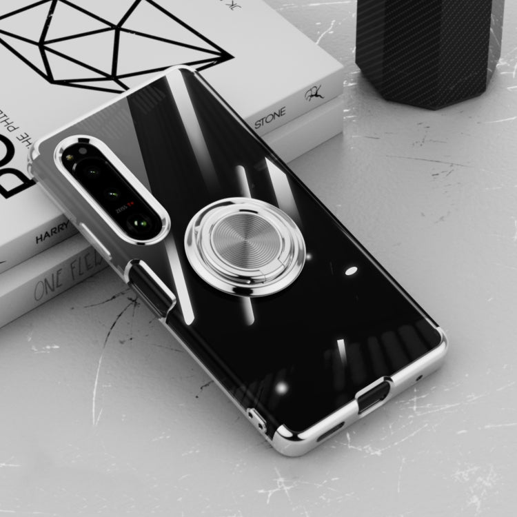For Sony Xperia 1 IV Electroplating Ring Holder Transparent Phone Case