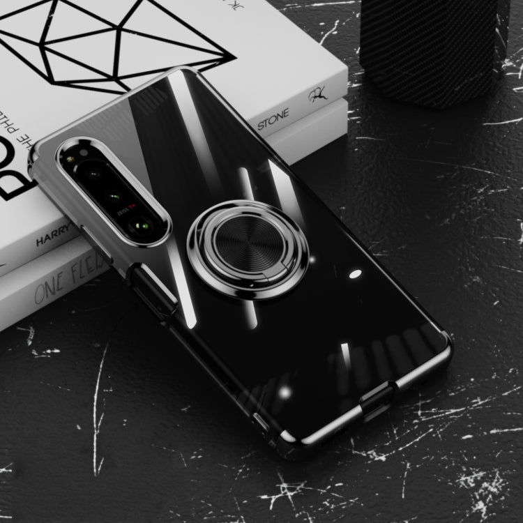 For Sony Xperia 10 IV Electroplating Ring Holder Transparent Phone Case