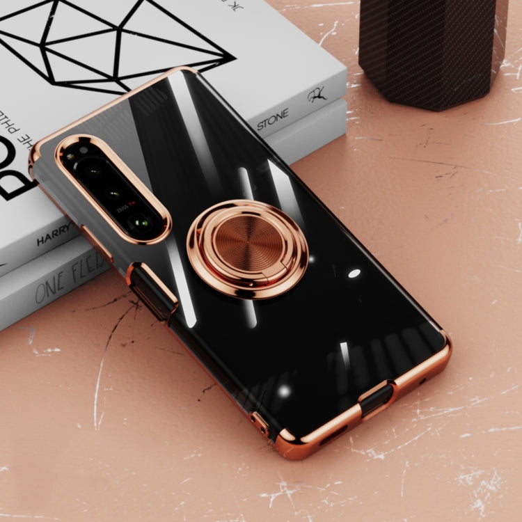 For Sony Xperia 10 IV Electroplating Ring Holder Transparent Phone Case