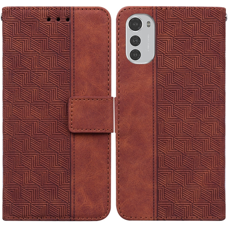 For Motorola Moto E32 Geometric Embossed Leather Phone Case