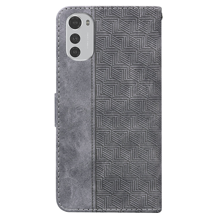 For Motorola Moto E32 Geometric Embossed Leather Phone Case