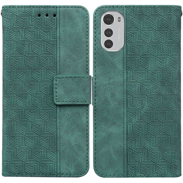 For Motorola Moto E32 Geometric Embossed Leather Phone Case