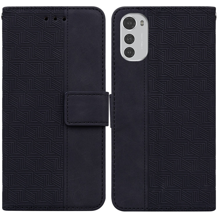 For Motorola Moto E32 Geometric Embossed Leather Phone Case