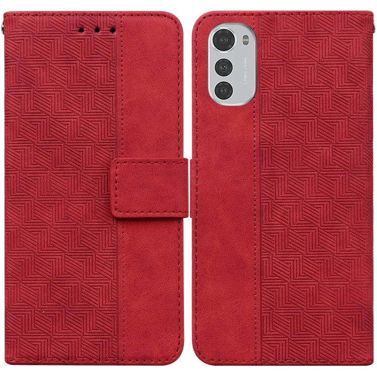 For Motorola Moto E32 Geometric Embossed Leather Phone Case