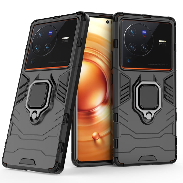 For vivo X80 Pro 5G PC + TPU Shockproof Protective Phone Case with Magnetic Ring Holder