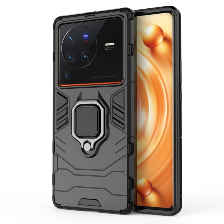 For vivo X80 Pro 5G PC + TPU Shockproof Protective Phone Case with Magnetic Ring Holder