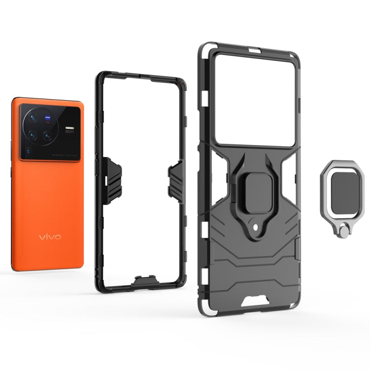 For vivo X80 Pro 5G PC + TPU Shockproof Protective Phone Case with Magnetic Ring Holder