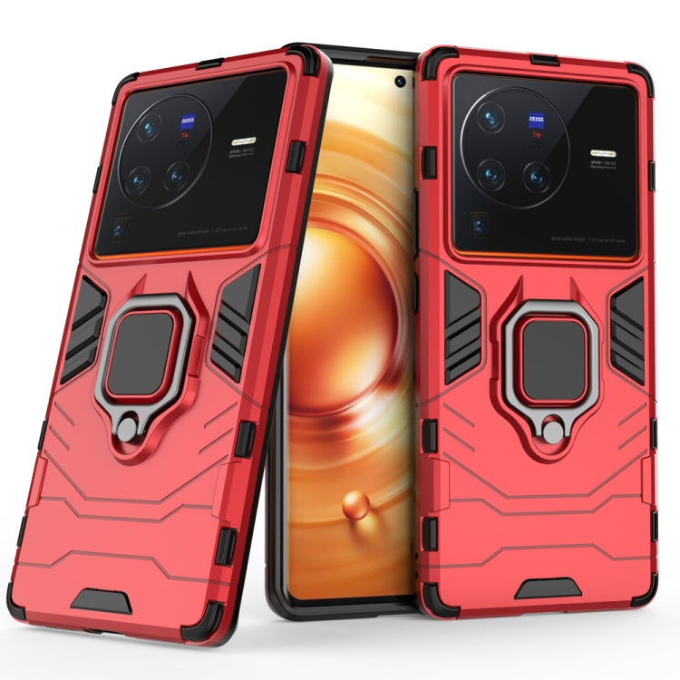 For vivo X80 Pro 5G PC + TPU Shockproof Protective Phone Case with Magnetic Ring Holder
