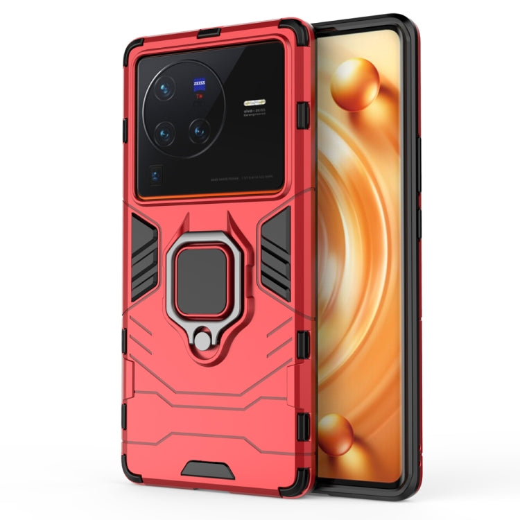 For vivo X80 Pro 5G PC + TPU Shockproof Protective Phone Case with Magnetic Ring Holder