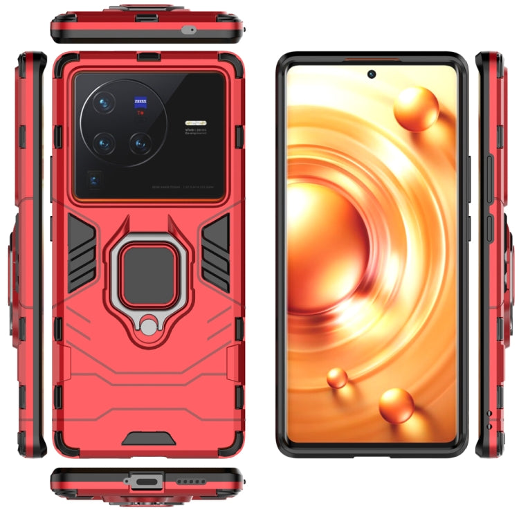 For vivo X80 Pro 5G PC + TPU Shockproof Protective Phone Case with Magnetic Ring Holder