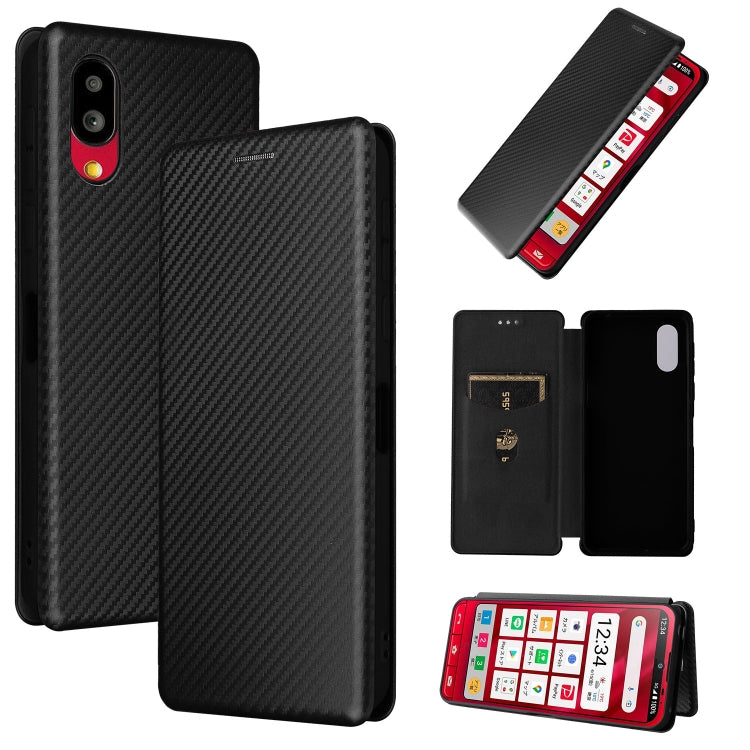 For Sharp Simple Sumaho 6 Carbon Fiber Texture Leather Phone Case