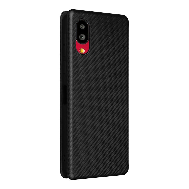For Sharp Simple Sumaho 6 Carbon Fiber Texture Leather Phone Case