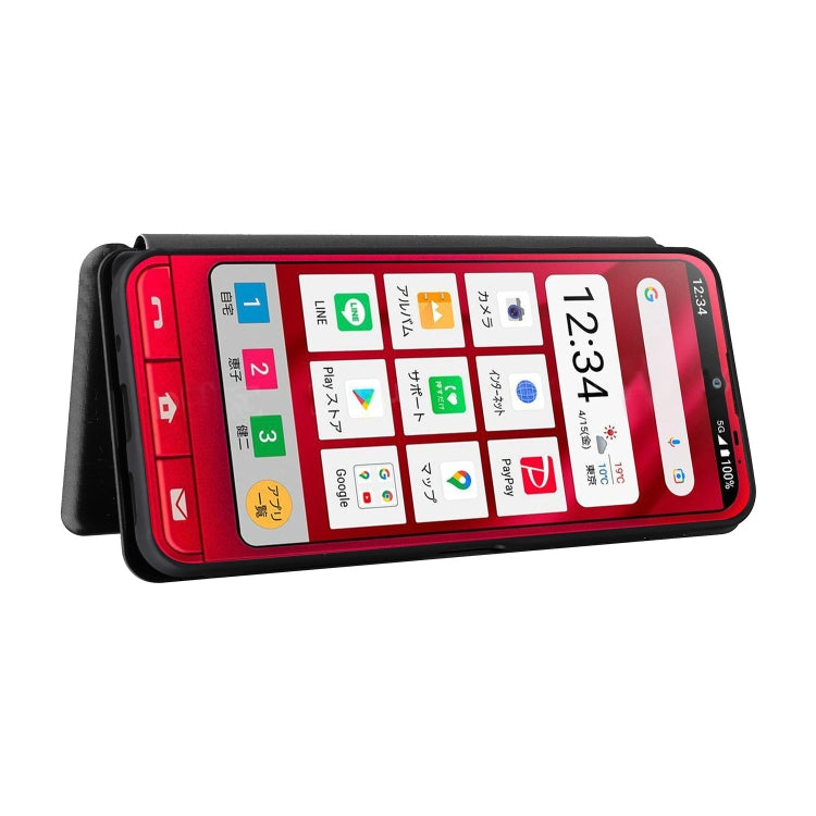 For Sharp Simple Sumaho 6 Carbon Fiber Texture Leather Phone Case